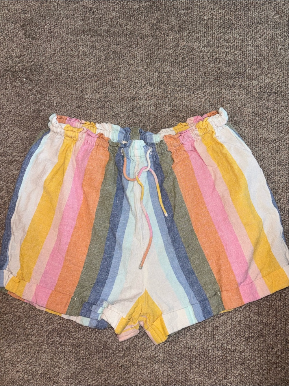 Women's Multicolor Striped Cotton Shorts - Elastic Waist